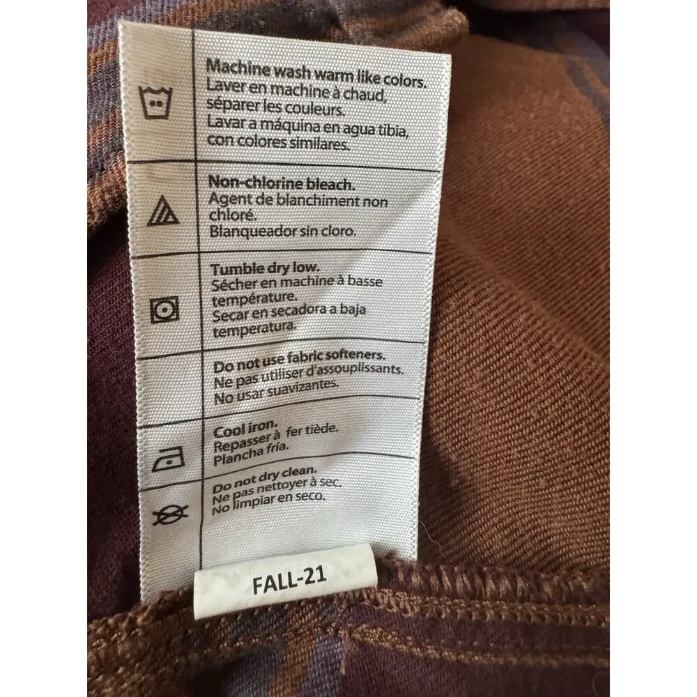 Carhartt Women’s Rugged Flex Loose Fit Flannel Shirt Brown Maroon Stripe Sz XXL - Picture 9 of 9